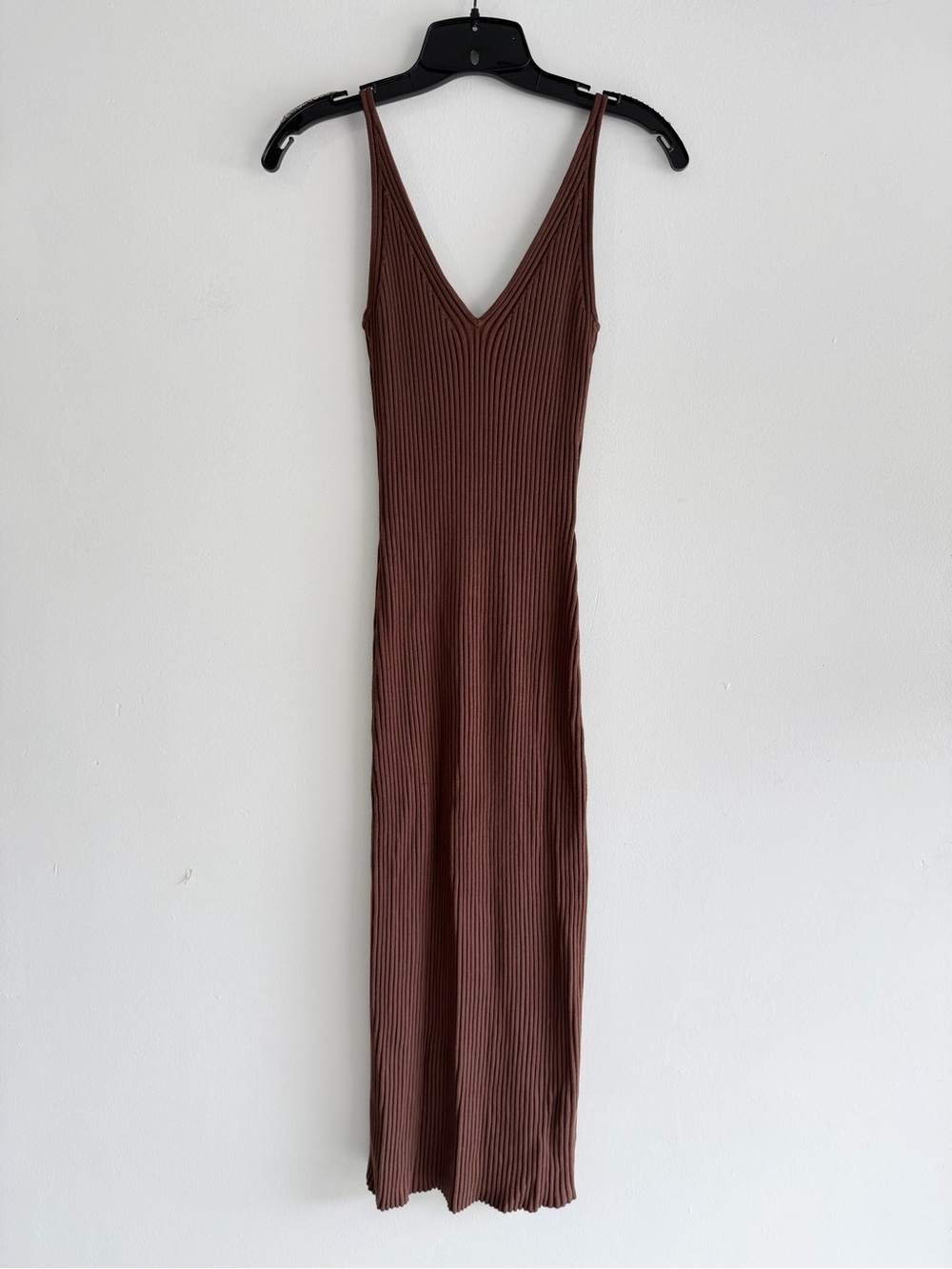 New! Abercrombie & Fitch Brown Elevated Knit Keyhole Midi Dress M 8405 - Picture 2 of 10
